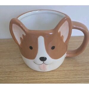 Cute Dog Ceramic Mug/ Planter  Cartoon Corgi Sunday Morning Ceramics EUC